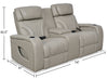 Elite Genuine Leather Power Reclining Loveseat with Massage Function and Power Headrests - Grey  