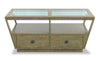 Esme 48" Traditional Glass Top Coffee Table with Storage and Shelf - Light Brown Wood|Table à café traditionnelle Esme de 48 po avec dessus en verre, rangement et tablette - bois brun clair