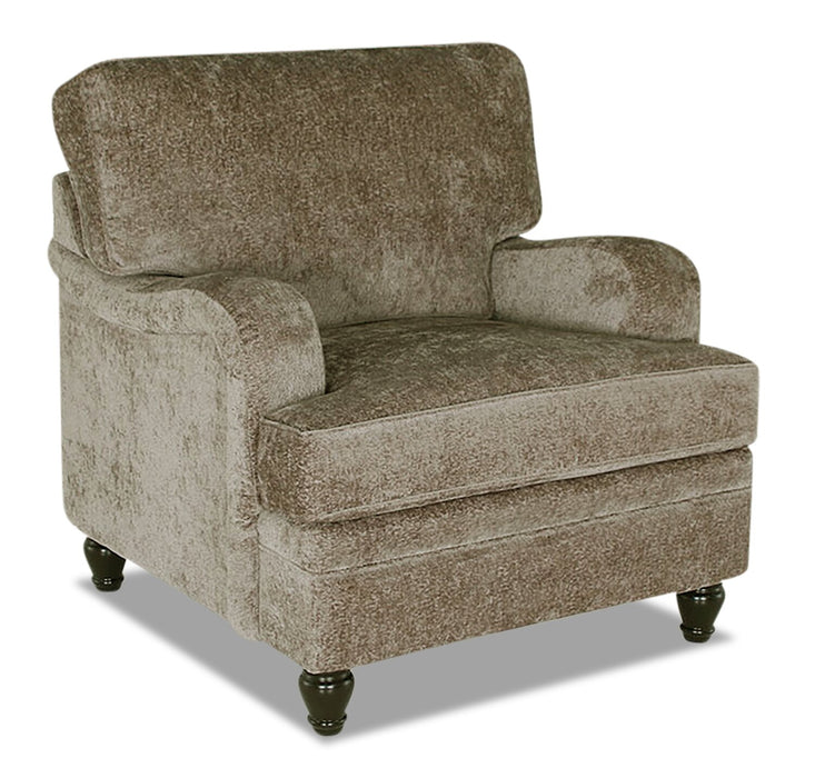 Made in Canada Bellmont 38\" Chenille Fabric Chair with Wood Legs - Toffee Brown