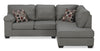 Morty 2-Piece Leather-Look Fabric Right-Facing Condo Sectional - Grey  