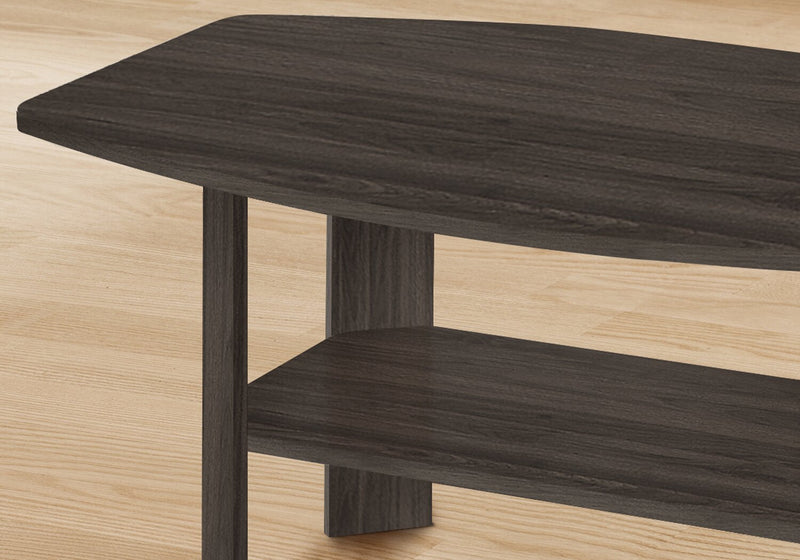 Everest 35.5\" Rustic 3-Pack Coffee + 2 End Tables with Shelf - Brown Oak 