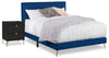 Gabi Upholstered Bed in Blue Velvet Fabric with Gold Finish Legs, Button Tufted - King Size | Lit rembourré Gabi en tissu de velours bleu avec pattes au fini doré et capitonnage à boutons - format très grand lit