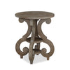 Tinley Park 22\" Traditional Round End Table with Shelf - Grey-Brown Pine with Scroll Design Base