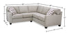 Sawyer 2-Piece Linen-Look Fabric Sectional - Light Grey 
