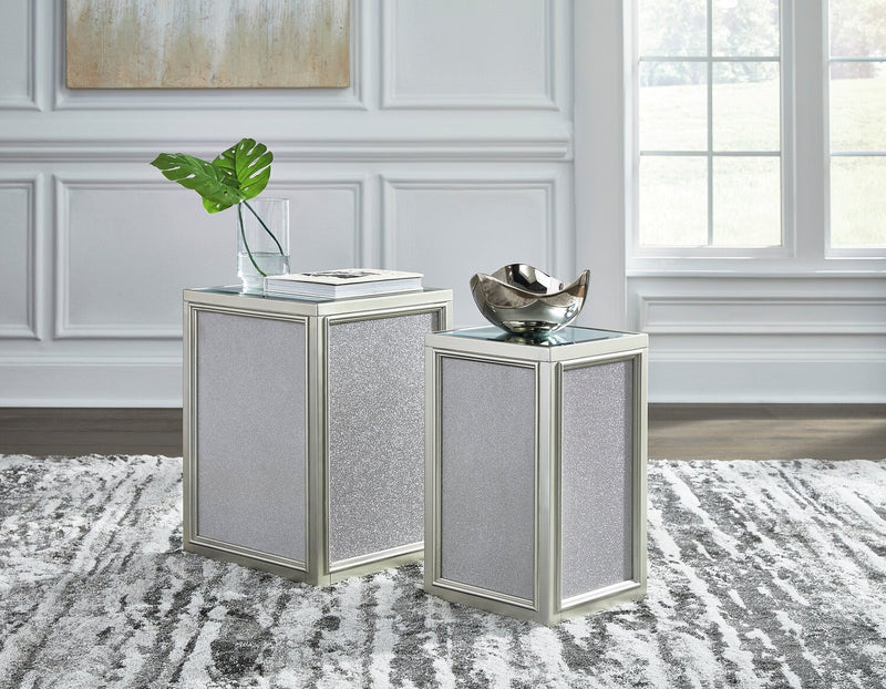 Enrica 16.13\" Glam Square Glass Top End Table - Silver Finish 