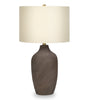 27" Grey Ceramic Table Lamp with Beige Shade|Lampe de table de 27 po en céramique grise avec abat-jour beige