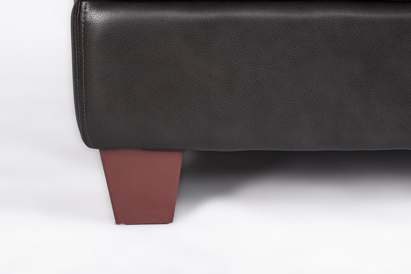 Chateau d'Ax Vita 44\" 100% Genuine Leather Chair with Diamond Pattern Stitching and Wood Legs - Charcoal Grey