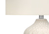 25" Cream Textured Ceramic Table Lamp with Ginger Shade|Lampe de table en forme de pot de gingembre de 25 po en céramique texturée crème avec abat-jour