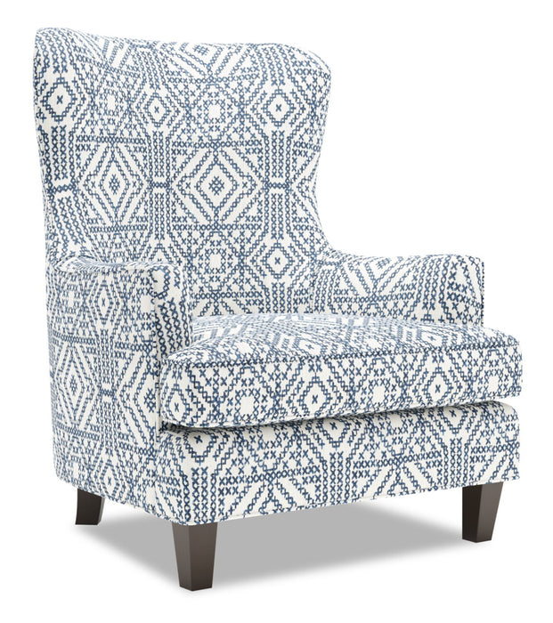 Made in Canada Sofa Lab Customizable Wingback 32\" Fabric Accent Chair - Ink Multicolour