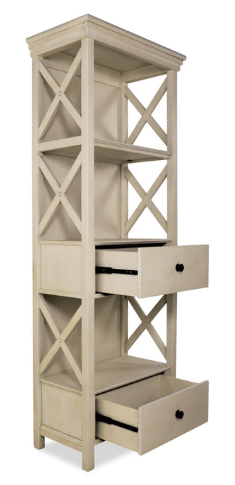 Isla Display Shelft with Storage Drawers, 25.4\"W - Antique White