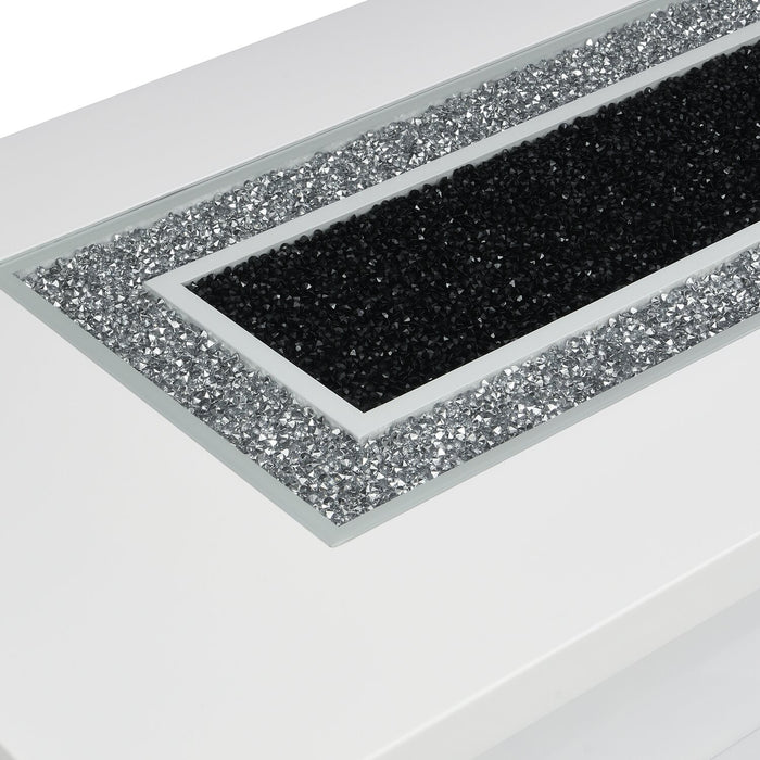 Garbo 52\" Glam Coffee Table - White and Silver with Glitter Accents