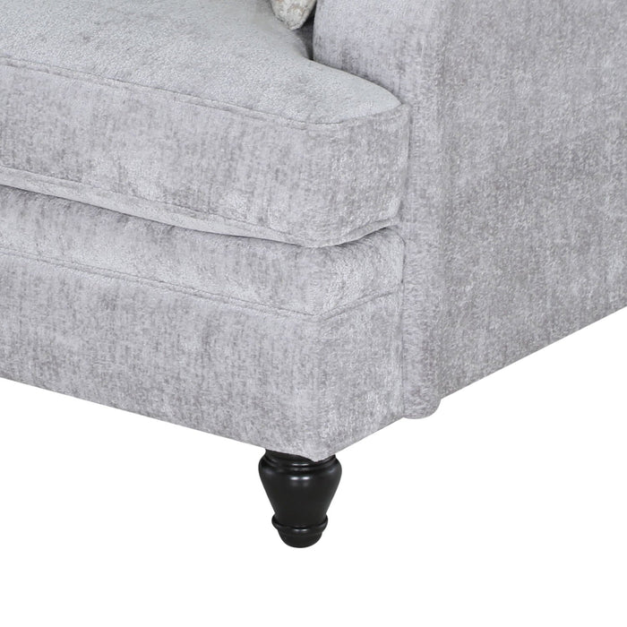 Made in Canada Bellmont 38\" Chenille Fabric Chair with Wood Legs - Platinum Grey
