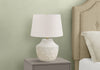20" Cream Textured Concrete Table Lamp with Ivory Shade|Lampe de table de 20 po béton texturé crème avec abat-jour ivoire