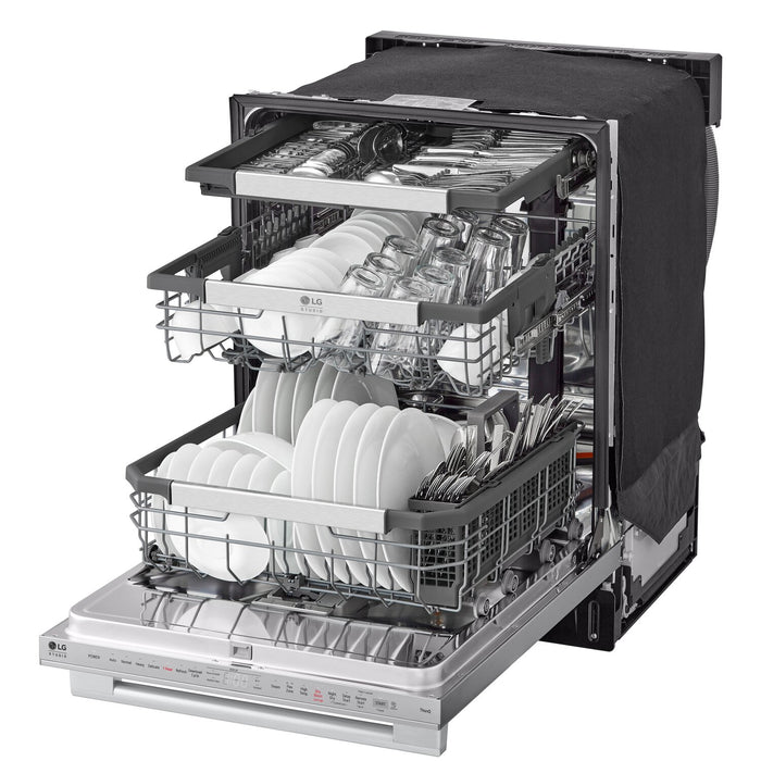 LG Studio 24\" 40 dBA Built-In Top-Control Smart Dishwasher with QuadWash®Pro  - Smudge Proof Stainless Steel - SDWB24S3