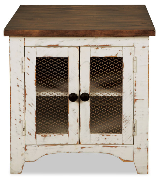 Benjy 24\" Rustic End Table with Storage - Two Tone Wood