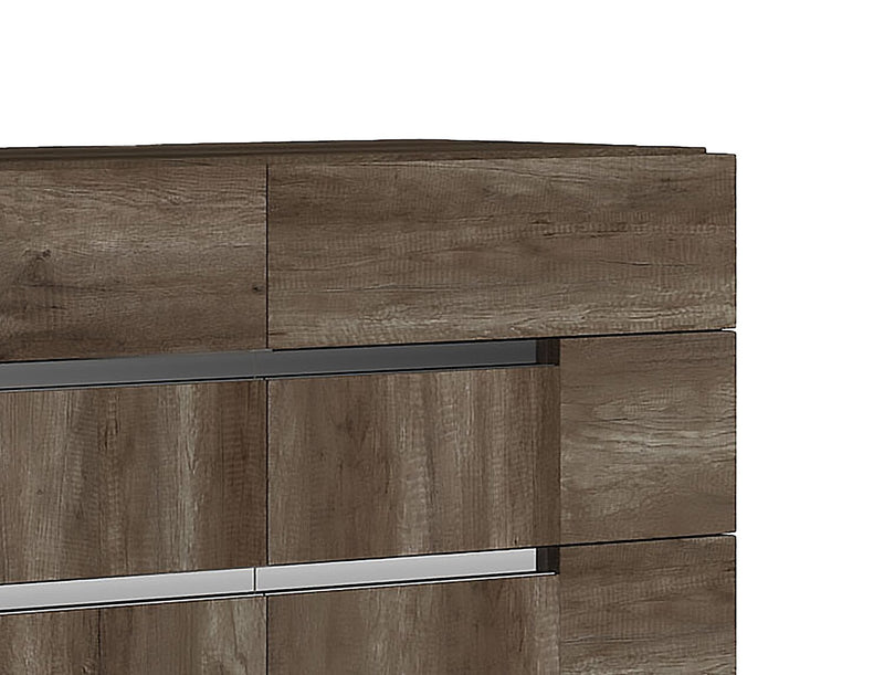 Gino 5pc Bedroom Set with Panel Bed, Dresser & Mirror - Made in Italy, Modern, Brown - Queen Size