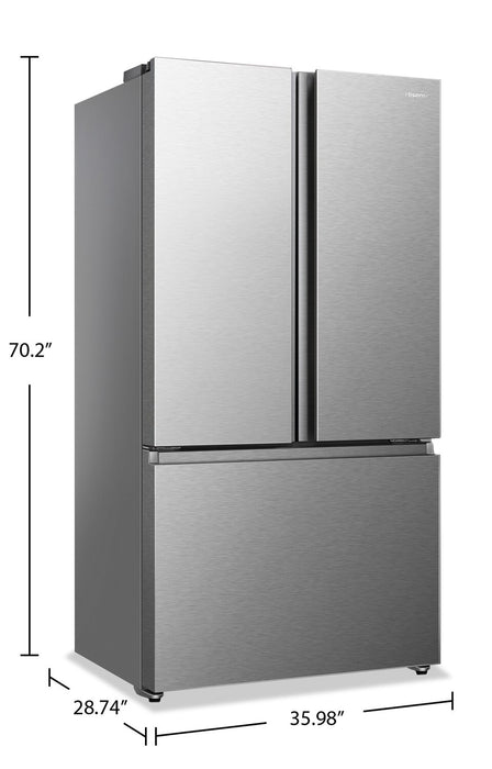 Hisense 36\" 22.5 Cu. Ft. Counter-Depth French-Door Refrigerator - Stainless Steel - RF225A3CSE