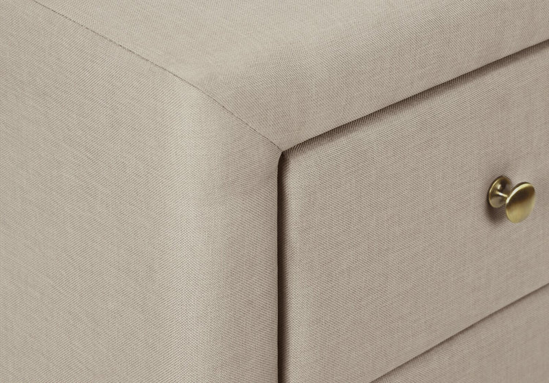 Zara Upholstered Bedside 2-Drawer Nightstand, 20.5\"W x 20.75\"H - Beige