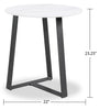 Kort & Co. Nico 22" Modern Oval End Table - White Sinetered Stone with Dark Grey Metal Legs|Table de bout ovale moderne Nico de Kort & Co. de 22 po - pierre frittée blanche avec pattes en métal gris foncé