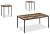 Easton 42\" Modern 3-Pack Coffee + 2 End Tables - Brown with Black Metal Legs
