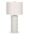 28\" Cream Textured Resin Table Lamp with Ivory Shade