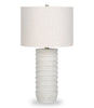 28" Cream Textured Resin Table Lamp with Ivory Shade|Lampe de table de 28 po en résine texturée crème avec abat-jour ivoire