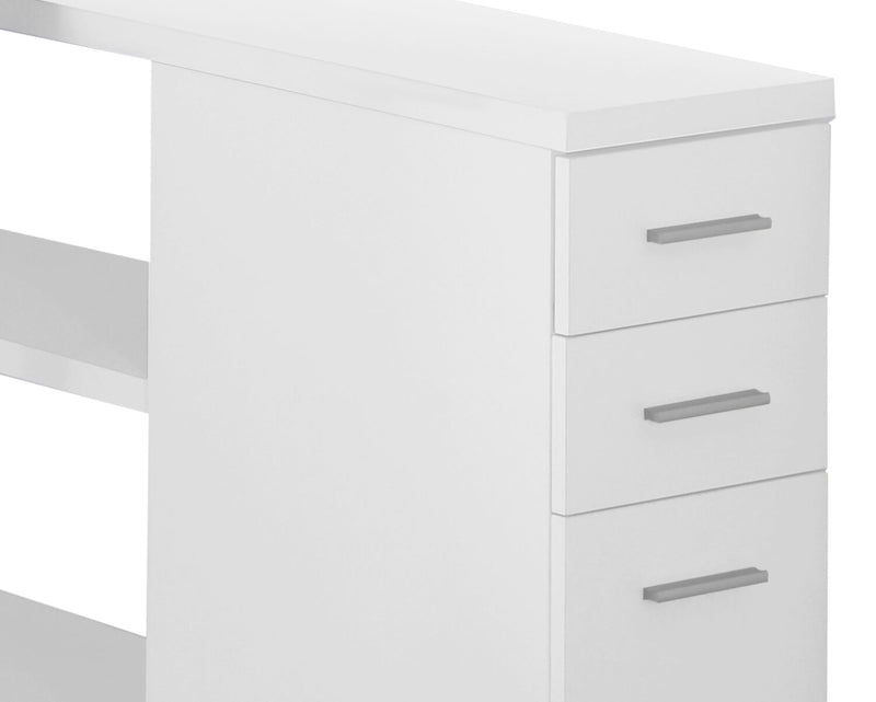 Milo 47.25\" L-Shaped Adjustable Office Desk with 3-Drawers & Open Shelves - White