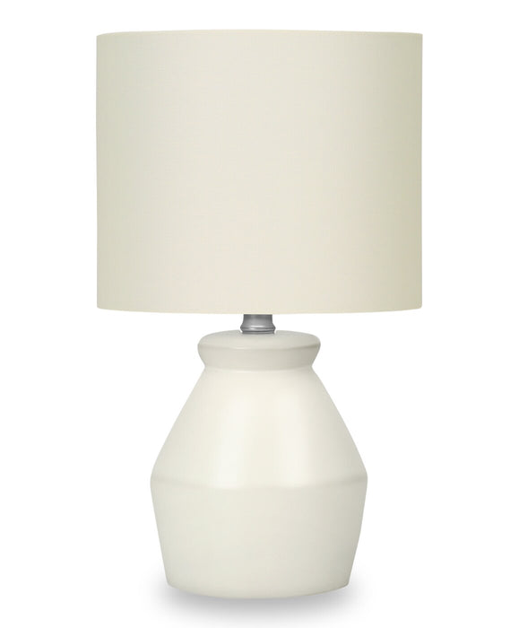 17\" Cream Ceramic Linen Drum Shade Table Lamp