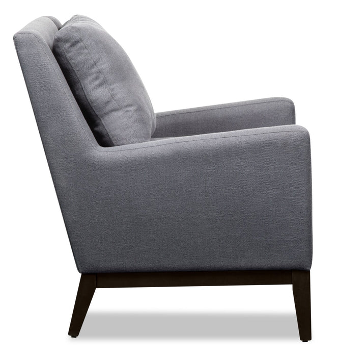 Adel 28.5\" Linen-Look Fabric Accent Chair with Wood Base - Dark Grey
