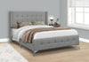 Zara Upholstered Bed in Grey Linen-Look Fabric - Button Tufted - Queen Size | Lit rembourré Zara en tissu d’apparence lin gris avec capitonnage à boutons - format grand lit