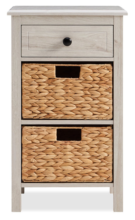 Jon 15.5\" Chairside Table with 2 Baskets & Drawer - White Oak