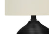 17" Black Ceramic Linen Drum Shade Table Lamp|Lampe de table de 17 po en céramique noire avec abat-jour cylindrique lin