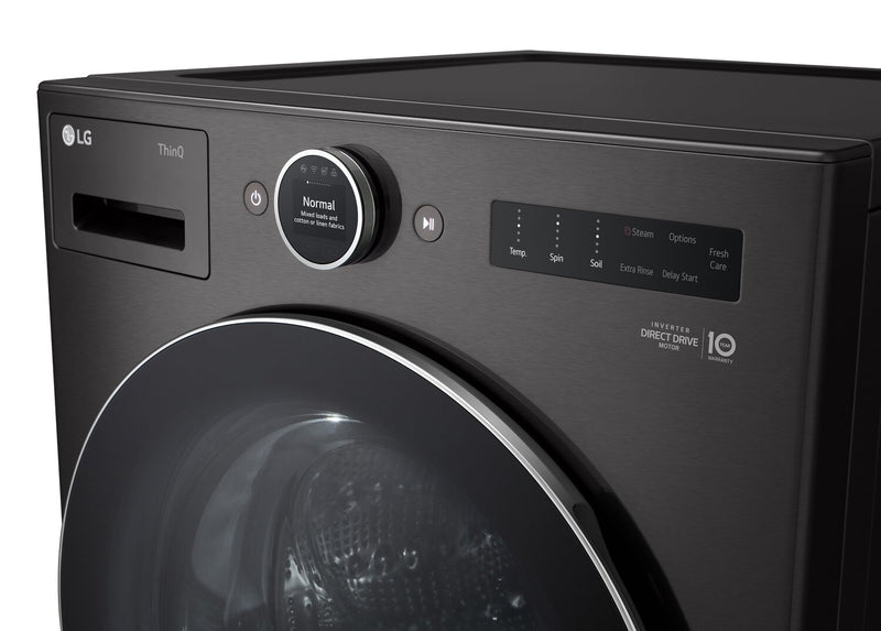 LG 5.8 Cu. Ft. Smart Front-Load High-Efficiency Steam Washer - Black Steel - Stackable - WM6700HBA