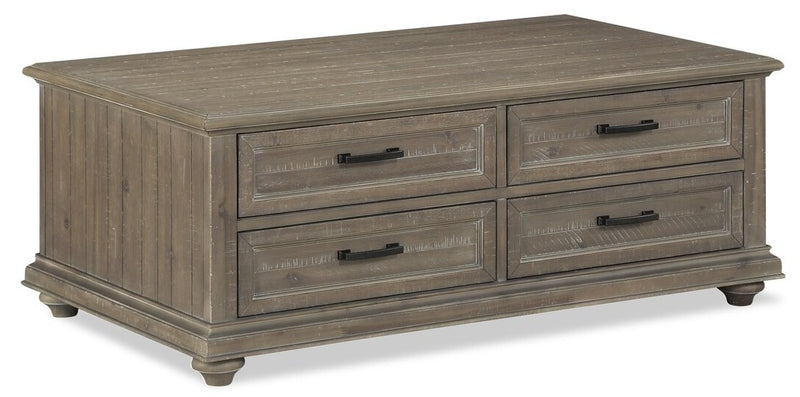 Winston 48\" Rustic Coffee Table with Storage - Light Brown with Driftwood Finish