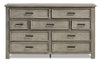 Levi Bedroom 9-Drawer Dresser, 67"W x 38"H, Wood - Drift Grey | Commode Levi de 67 po (L) x 38 po (H) à 9 tiroirs en bois pour la chambre à coucher - gris bois de grève