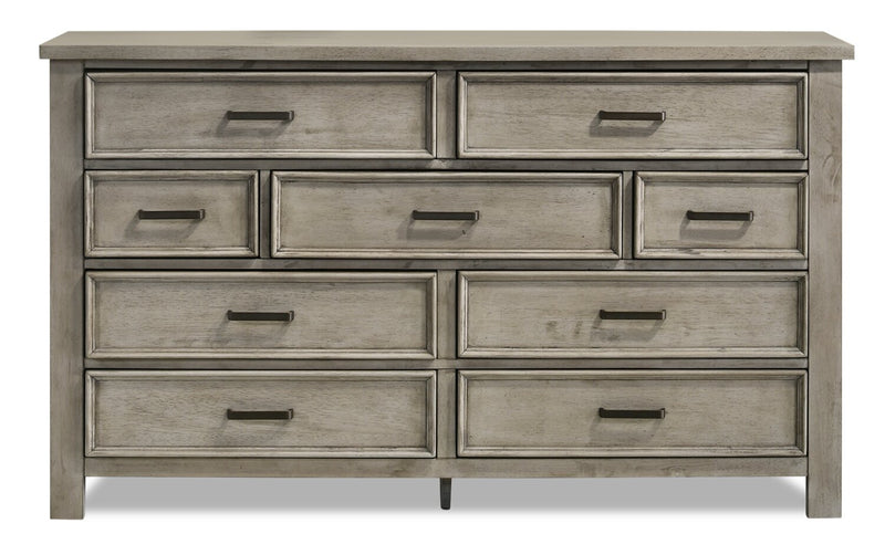 Levi Bedroom 9-Drawer Dresser, 67\"W x 38\"H, Wood - Drift Grey