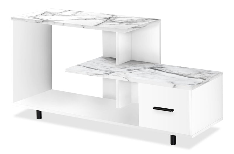 Sara 48\" Modern TV Stand with Storage and Cable Management for TVs up to 35\"- White