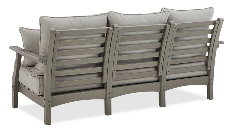 Cape Outdoor Patio Sofa - High Density Plastic & Nuvella Fabric, UV & Weather Resistant - Grey