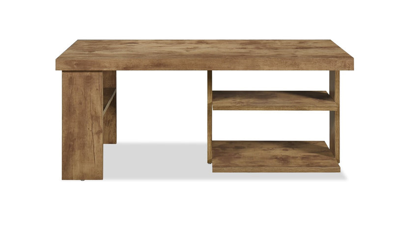 Devon 43.3\" Rustic Coffee Table with Shelf - Light Pine Finish Wood