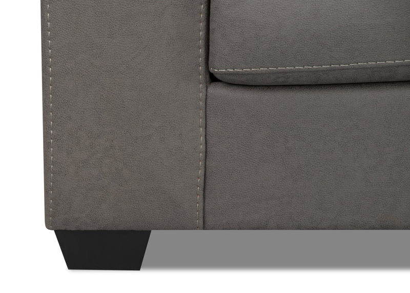 Made in Canada Morty 2-Piece Right-Facing Leather-Look Fabric Sectional with Sofa and Accent Pillows - Grey