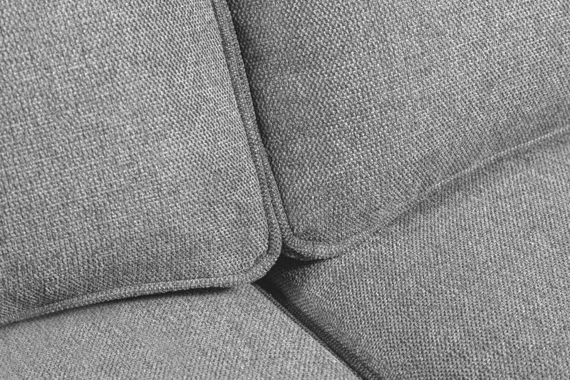 Kort & Co. Kassia 90.6\" Linen-Look Fabric Sofa with Wood Base and Legs - Grey