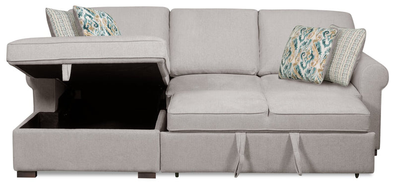 Scott Living Haven 2-Piece Left-Facing Chenille Fabric Sleeper Sectional with Storage Chaise - Grey