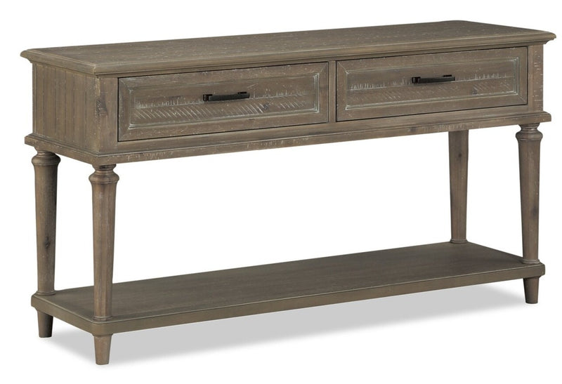 Winston 54\" Rustic Sofa Table with Storage and Shelf - Light Brown with Driftwood Finish