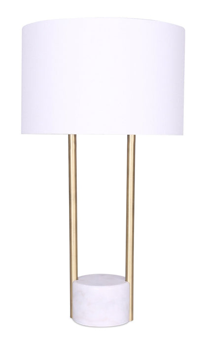 Alexis 26\" Antiqued-Brass and Stone Table Lamp