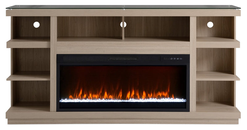 Axel 74\" Modern  Electric Fireplace TV Stand with Storage and Cable Management for TVs up to 85\"- Taupe