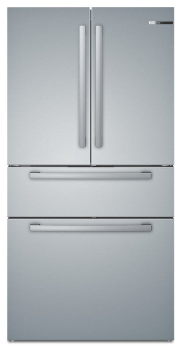 Bosch 800 Series 36\" 20.5 Cu. Ft. Smart 4-Door French Door Refrigerator with Dual Compressor - Stainless Steel