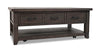 Morgan 48\" Rustic Coffee Table With Storage, Shelf and Casters - Dark Brown with Reclaimed Wood