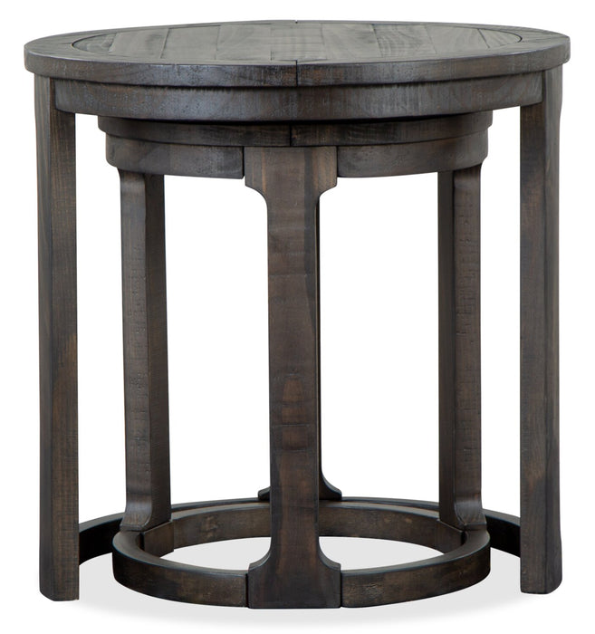 Axl 24\" Traditional Round Nesting End Tables - Dark Grey-Brown Wood