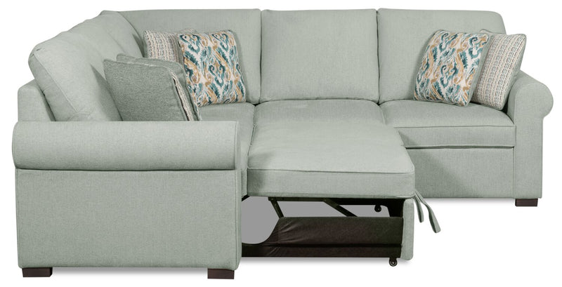 Scott Living Haven 2-Piece Left-Facing Chenille Fabric Sleeper Sectional - Seafoam Blue