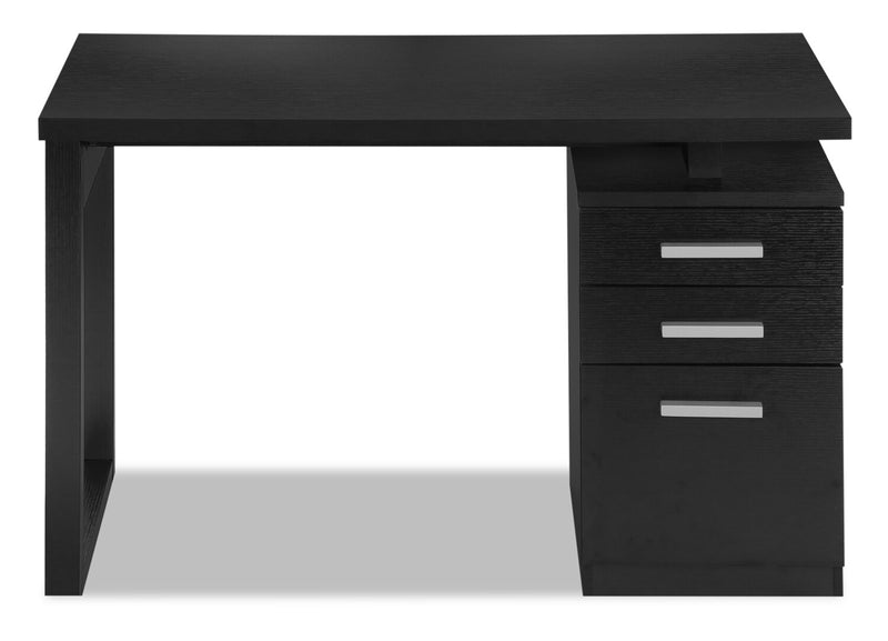 Ronan 47.25\" Reversible Office Desk with 3-Drawers - Black